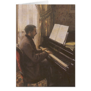 Cartão Jovem Tocando Piano por Gustave Caillebotte