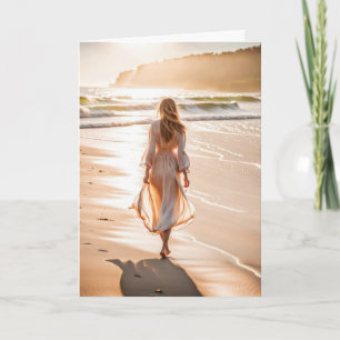 Cartão Jovens caminhando na praia