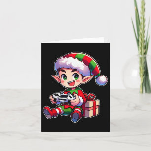 Cartão Jovens de Natal Gamer Elf Jogos Xmas Meninos