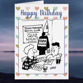 Cartão Jovens fazendeiros Quiz Night Cartoon