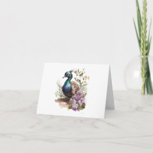 Cartão Jovens Flores (Peachick, Peacock) Saudação