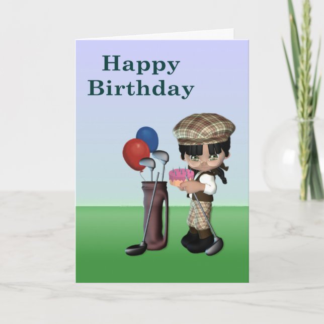 Cartão Jovens Golfistas Escuros, De Pele Escura (Frente)