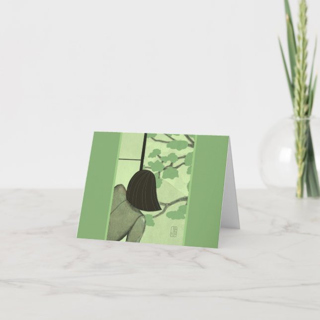 Cartão Jovens mulheres no Shoji Screen SUMMER Nota Vazio (Frente)