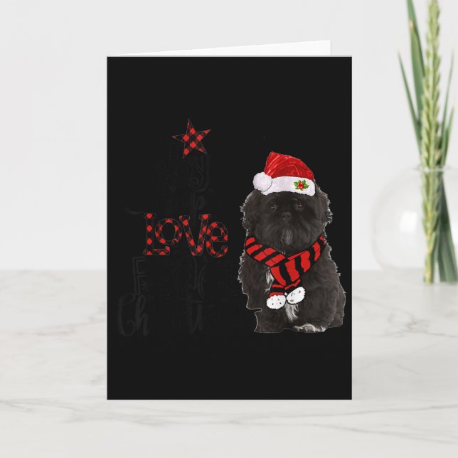 Cartão Joy Hope Love Peace Christmas Black Shih Tzus 2020 (Frente)
