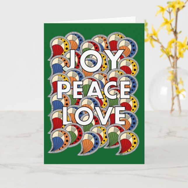 Cartão Joy Peace Love - Custom Background & Message (Flor Amarela)