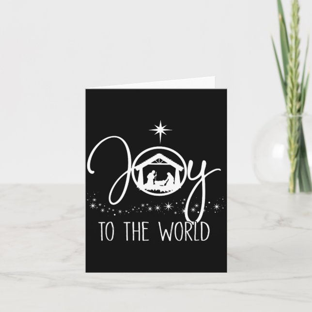 Cartão Joy To The World Jesus Christian Nativity Scence C (Frente)