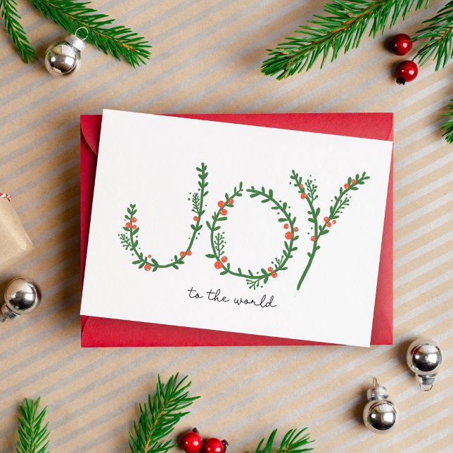 Cartão Joy to the World Simple Folded Holiday Card (Joy to the World Simple Christmas Greeting Card Non Photo Holiday Card for Christmas)