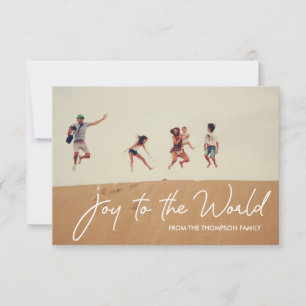 Cartão Joy to the World Typografia Script Family Photo