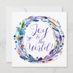 Cartão Joy to the World Watercolor Wreath