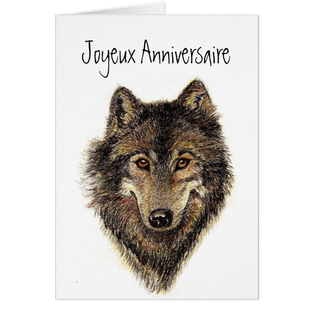 Cartão Joyeux aniversaire, Wolf, Wolves, Wild, Nature, (Frente)
