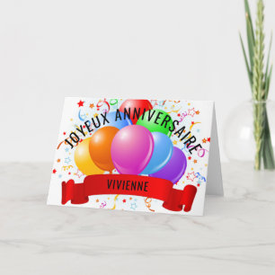 Cartão Joyeux Anniversaire Francês Personalizado Aniversá