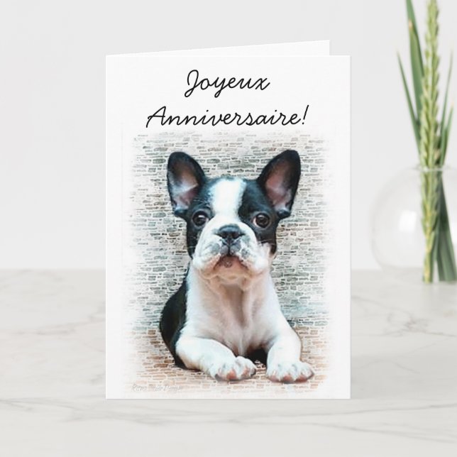 Cartão Joyeux Anniversaire French Bulldog greeting card (Frente)