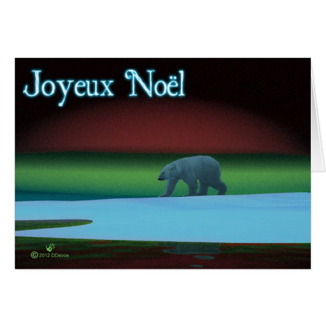 Cartão Joyeux Noё l - Urso Polar das Luzes (Frente Horizontal)