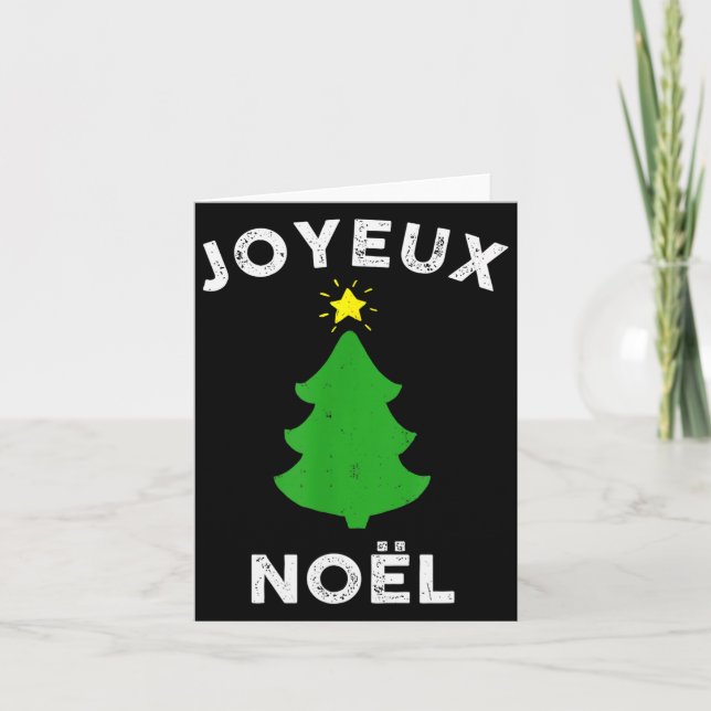 Cartão Joyeux Noël Cute French Merry Christmas Tree Retro (Frente)
