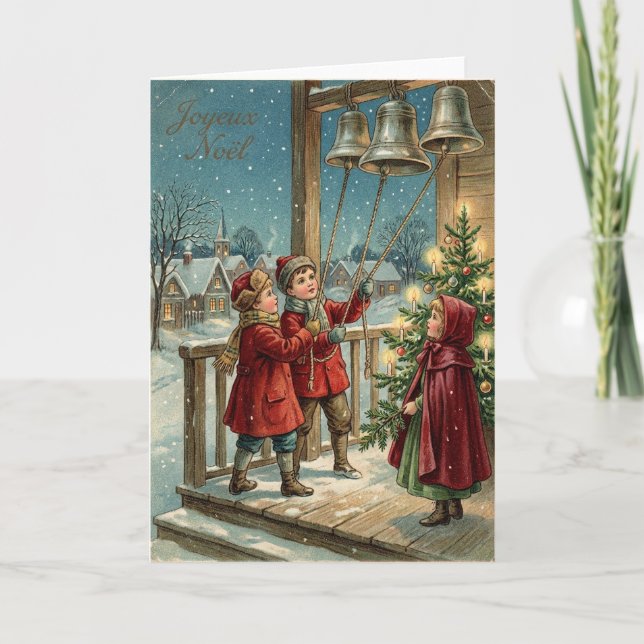 Cartão Joyeux Noel Vintage Bells Card (Frente)
