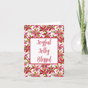 Cartão Joyful Jolly abençoou Poinsettia Holiday Card