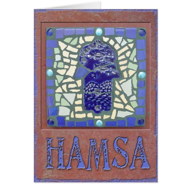 Cartão Judaica: Mosaico Hamsa de incandescência (Frente)