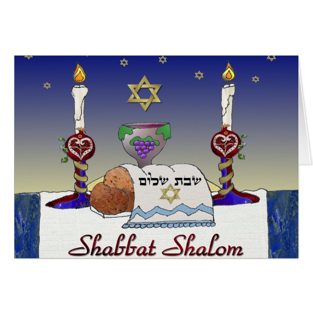 Cartão Judaica Shabbat Shalom Art Impressão (Frente Horizontal)