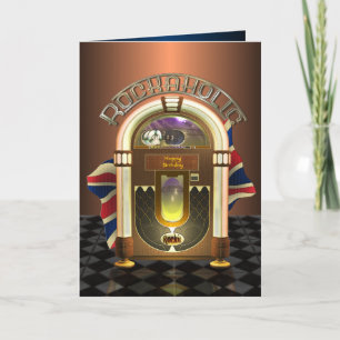 Cartão Jukebox Rockaholic UK Customizable Greetings Card