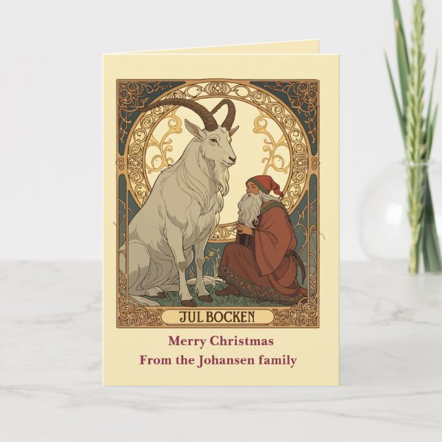 Cartão Julbocken And Jultomten Scandinavian Style (Frente)