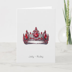 Cartão Julho Birthstone Ruby Crown Aniversário Card