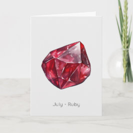 Cartão Julho Birthstone Ruby Parabéns