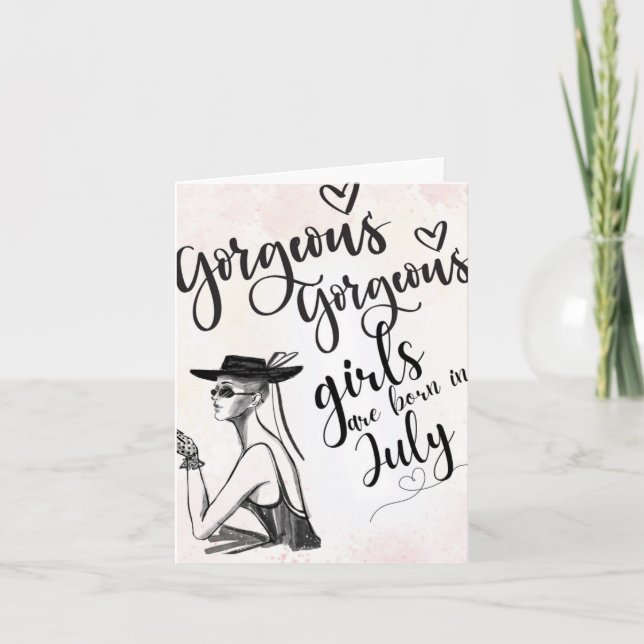 Cartão Julho de Nascer Bela Feliz Aniversário (Frente)