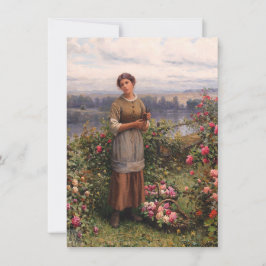 Cartão Julia Gathering Rosa (Bela Garota e Flores)