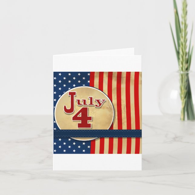Cartão July 4th American Flag Note Cards (Frente)
