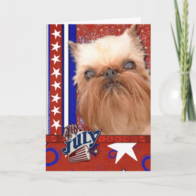 Cartão July 4th Firecracker - Brussels Griffon (Frente)