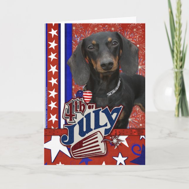 Cartão July 4th Firecracker - Dachshund (Frente)