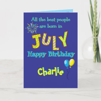 Cartão July Birthday Folded Greeting Card