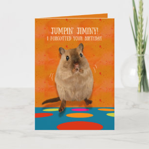 Cartão Jumpin' Jiminy Funny Gerbil Beliscou Aniversário
