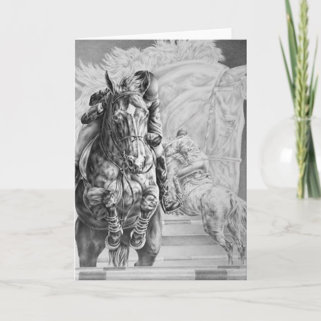 Cartão Jumping Horse Drawing by Kelli Swan (Frente)