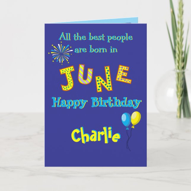 Cartão June Birthday Folded Greeting Card (Frente)