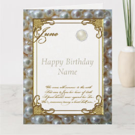 Cartão June Pearl Birthstone Aniversário 8,5x11