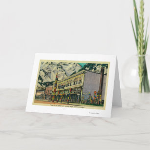 Cartão Juneau, Alasca, Visão do Velho Totem e Nuge da Bru