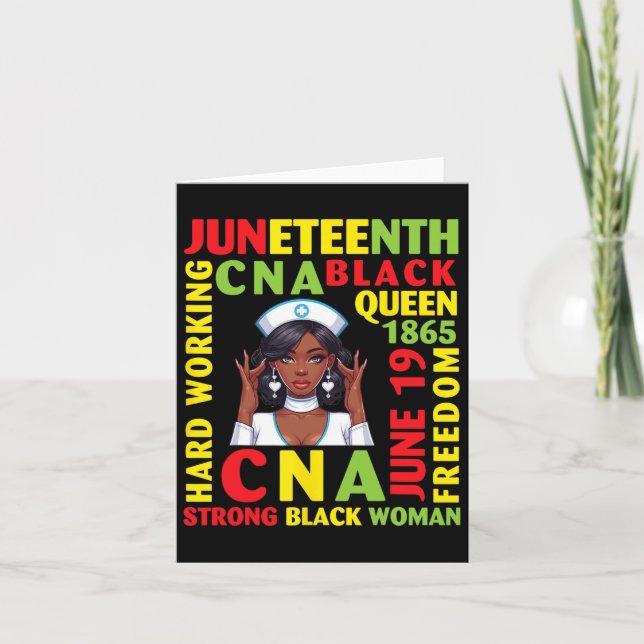 Cartão Juneteenth Cna Negra Rainha Forte Trabalhadora (Frente)