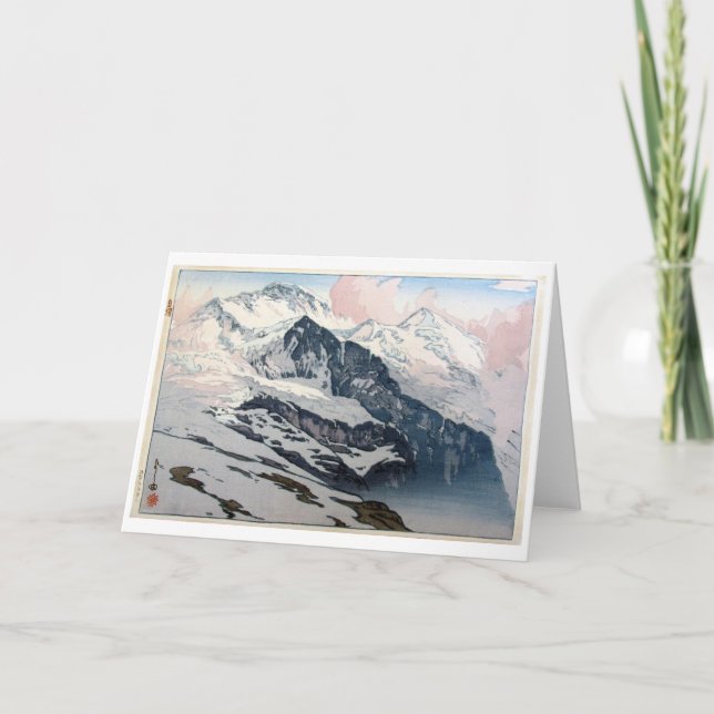 Cartão Jungfrau, Hiroshi Yoshida, Woodcut (Frente)