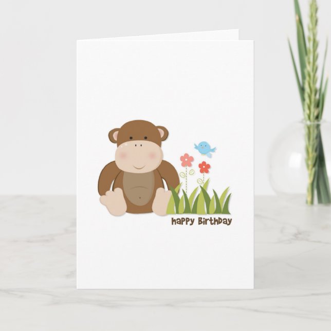 Cartão Jungle Monkey Birthday Card (Frente)