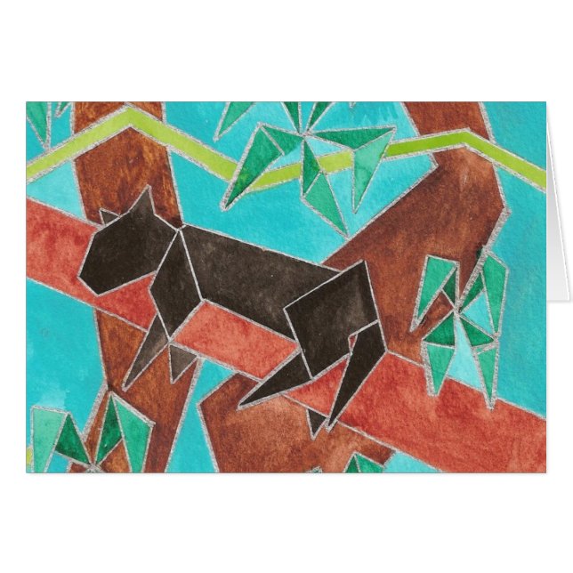Cartão Jungle Panther Original Abstract Art (Frente Horizontal)