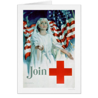 Cartão Junte-se à cruz vermelha - bandeira americana