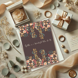 Cartão Juntos Citação Bonito Elegante Floral