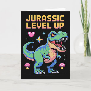 Cartão Juric Level Up Pixel Dinossauro Retro Gamer 1 