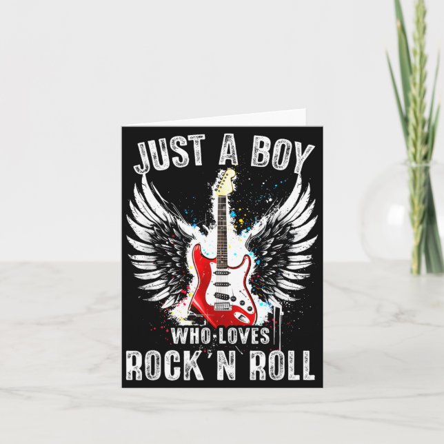 Cartão Just A Boy Who Loves Rock And Roll Rock Band Guita (Frente)