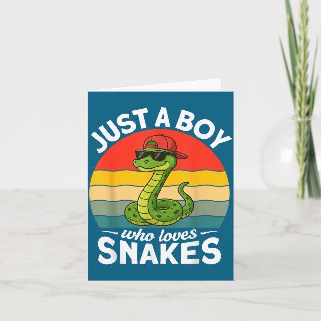 Cartão Just A Boy Who Loves Snakes Funny Snake Reptile Ki (Frente)