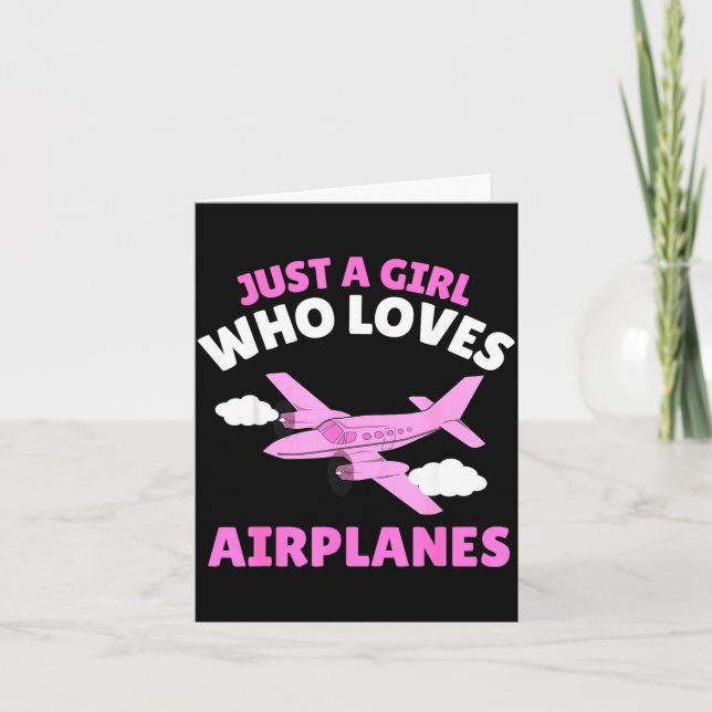Cartão Just A Girl Who Loves Airplanes Kids Toddler Baby  (Frente)