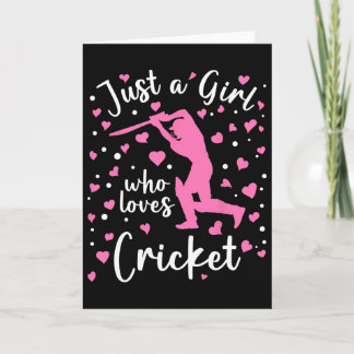 Cartão Just A Girl Who Loves Cricket Pink Heart Cricketer