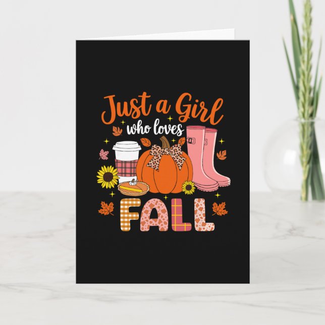 Cartão Just A Girl Who Loves Fall Pumpkin Spice Autumn Th (Frente)
