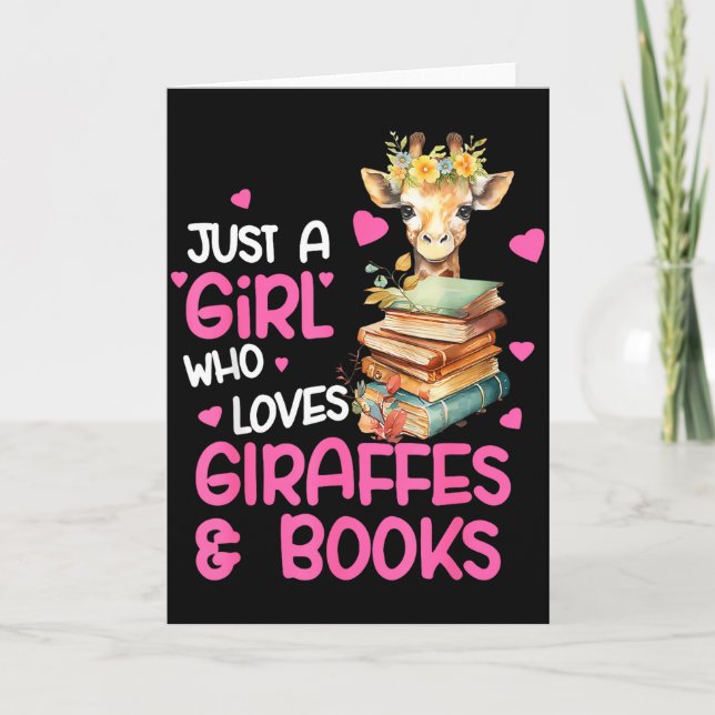 Cartão Just A Girl Who Loves Giraffes And Books Cute Read (Frente)